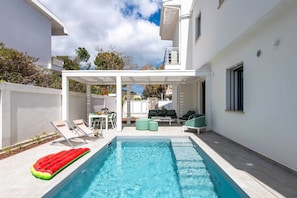 Outdoor pool - Mondello, Villa Blu with swimming pool (7 min from the beach) (Palermo)