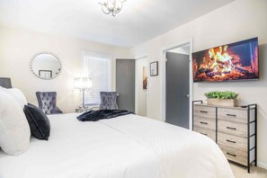 3 bedrooms, desk, iron/ironing board, travel cot