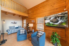 スマートテレビ、暖炉、書庫、プリンター