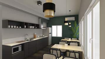 共用宿舍, 男女混合宿舍, 共用浴室, 城市景 (14 Beds) | 共用廚房設施 | 公共區域設有雪櫃、公共區域設有微波爐、咖啡機/沖茶器、電熱水壺