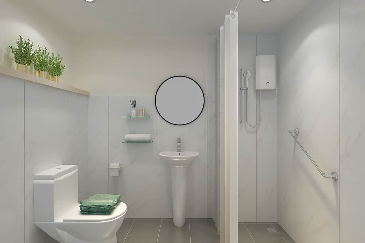 Shower, free toiletries, hair dryer, bathrobes