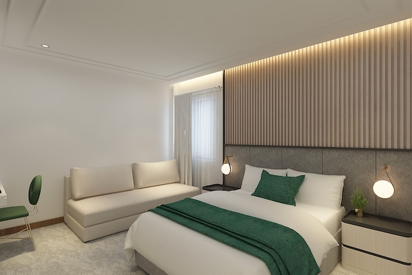 Rom – superior | Sengetøy av topp kvalitet, blendingsgardiner og strykejern/-brett