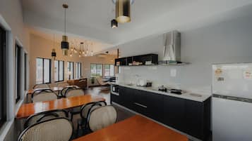 Shared fridge, microwave, coffee/tea maker, electric kettle