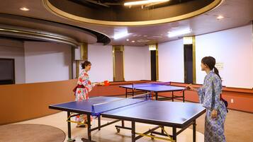 Enjoy a game of ping pong in this modern space with two tables.
