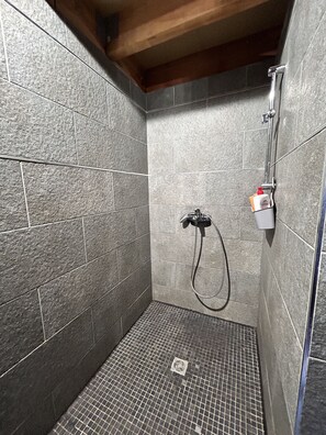Douche, séchoir à cheveux, bidet, serviettes fournies
