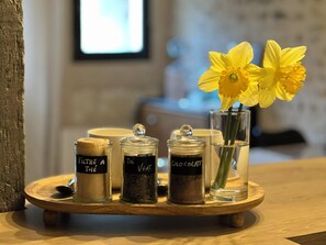 Shower, hair dryer, soap