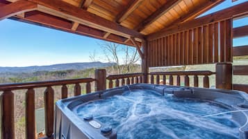 Cabin, Multiple Beds, Hot Tub, Mountain View | Outdoor spa tub