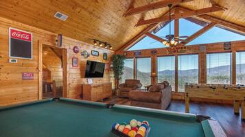 Cabin, Multiple Beds, Hot Tub, Mountain View | Game room