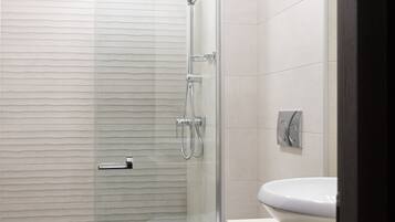 Shower, hair dryer, bathrobes, slippers