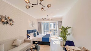 Comfort Studio | Egyptian cotton sheets, premium bedding, down comforters - Cosmos Living Goldcrest Executive  (Dubai)