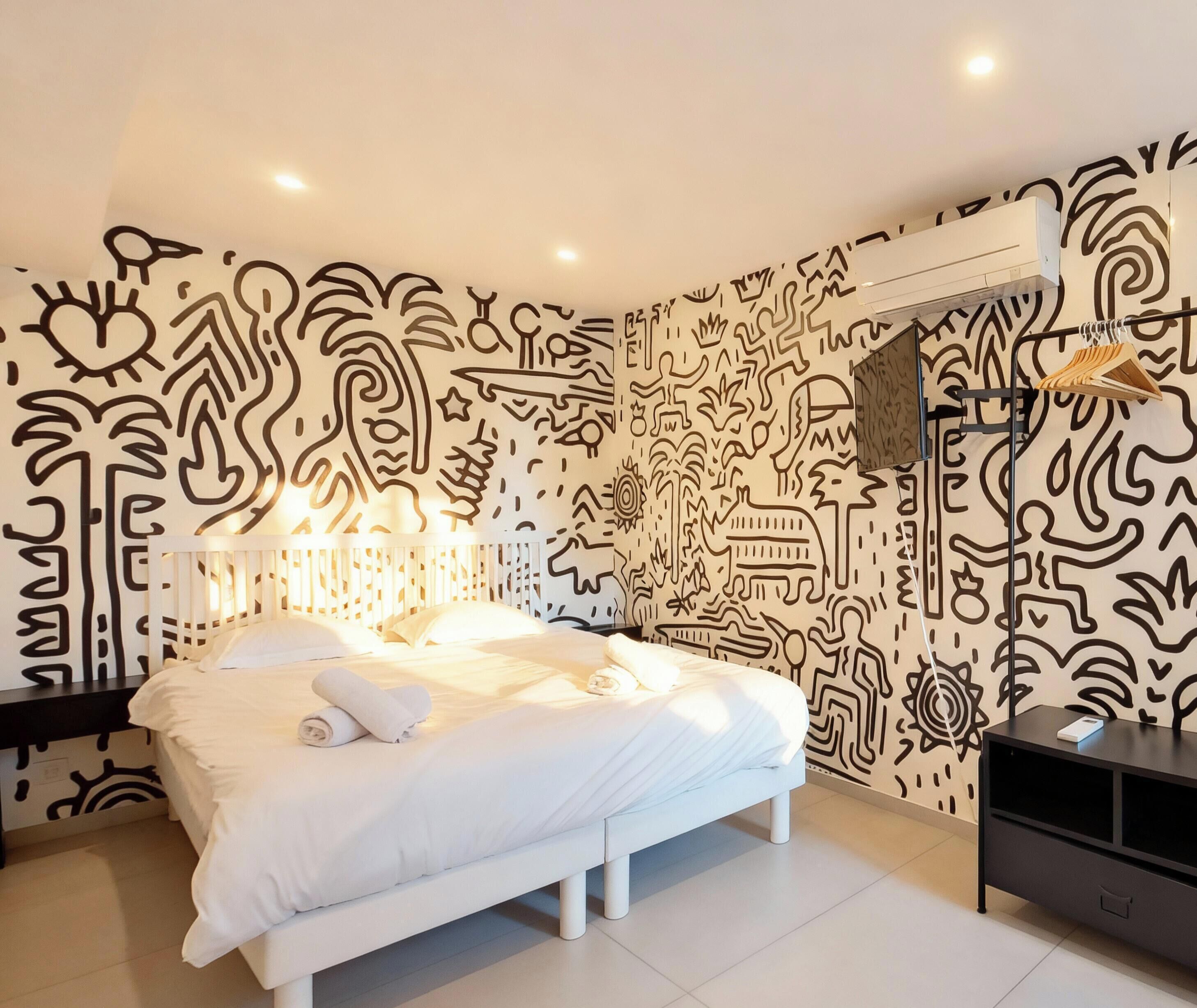 Căn hộ Deluxe, 1 phòng ngủ (DOWNTOWN) | Bộ trải giường bằng vải cotton Ai Cập, bộ đồ giường cao cấp 