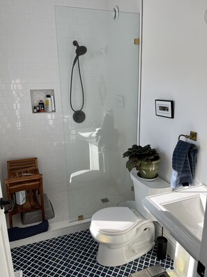 Ducha, toallas, jabón, shampoo