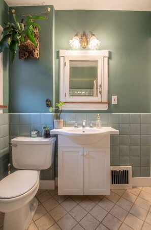Bathtub, hair dryer, towels