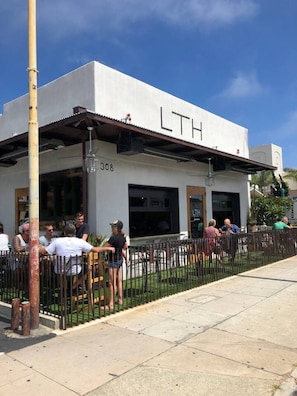 A building with the sign 'LTH' and the number '308' on the side.