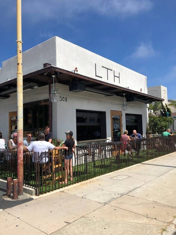 A building with the sign 'LTH' and the number '308' on the side.
