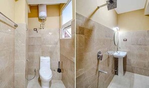 Quarto luxo | Banheiro | Chuveiro, chuveiro com efeito de chuva, produtos de toalete grátis