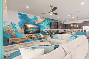 Smart-TV, Videospiele, Tischfußball, Bücher