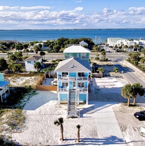 Enjoy ocean views from the two-story building's spacious balcony.