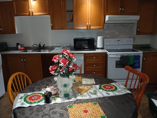 Fridge, microwave, stovetop, dishwasher