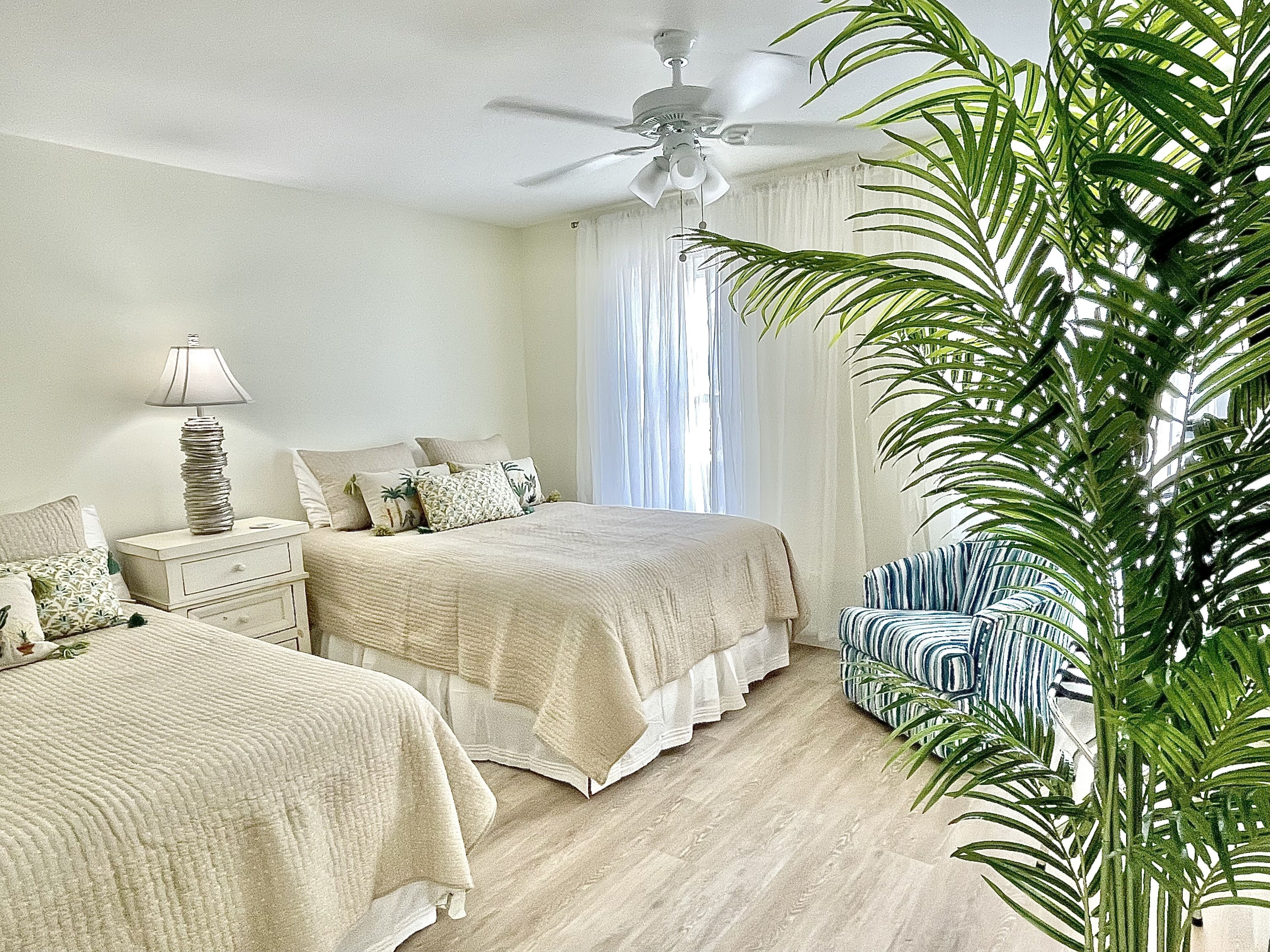 Panoramic view of the sugar white sand and the sparkling Emerald waters
