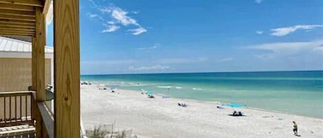 On the beach, beach towels