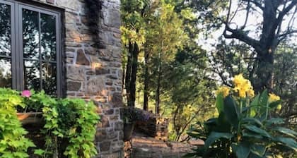Hand made lodge in Arkansas on a bluff over the River