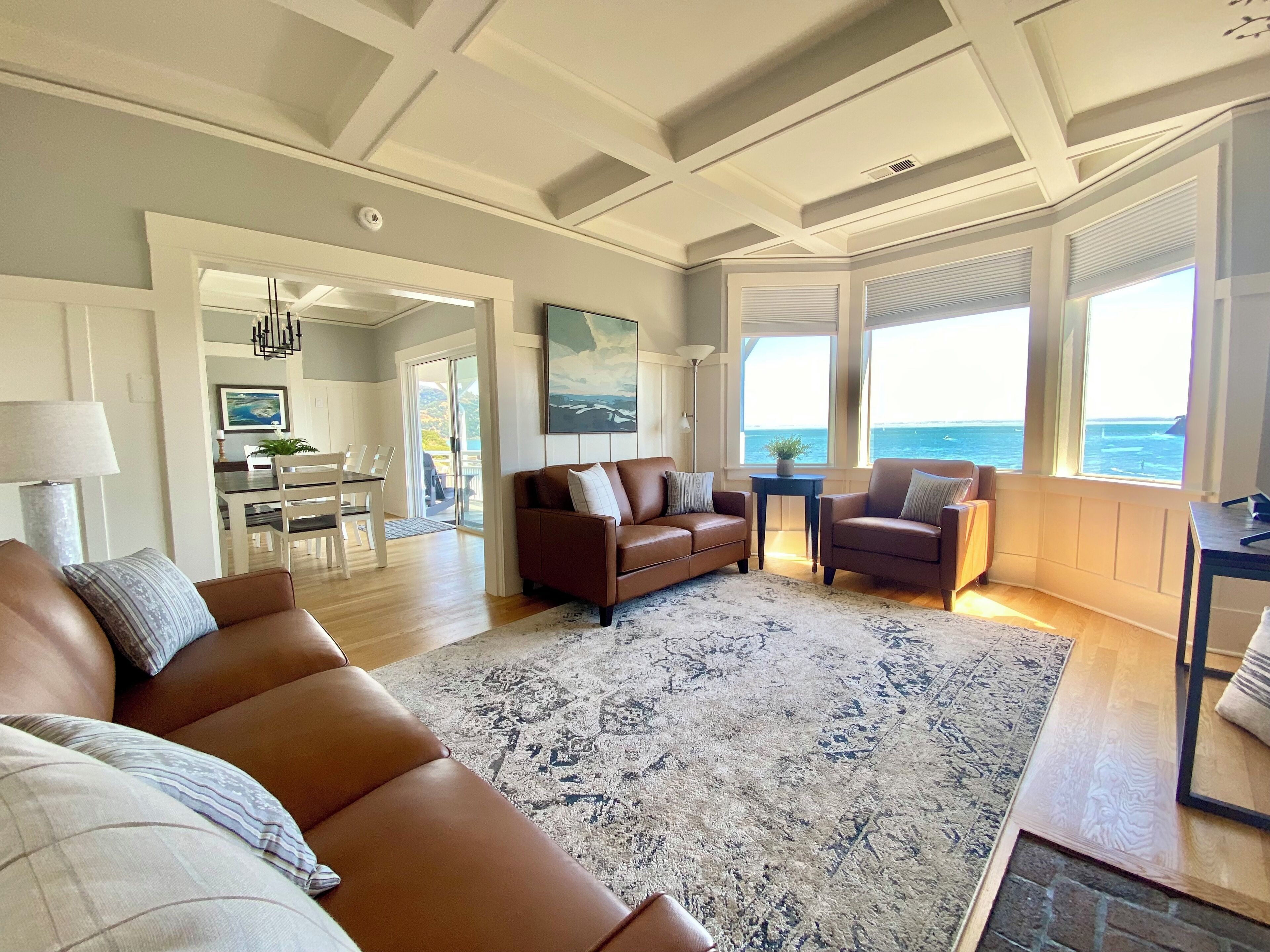 Smart TV, fireplace, DVD player, books