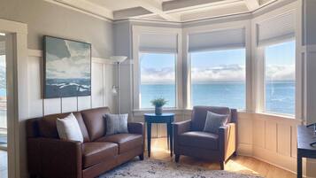 Smart TV, fireplace, DVD player, books