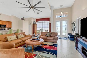 TV, DVD player, stereo