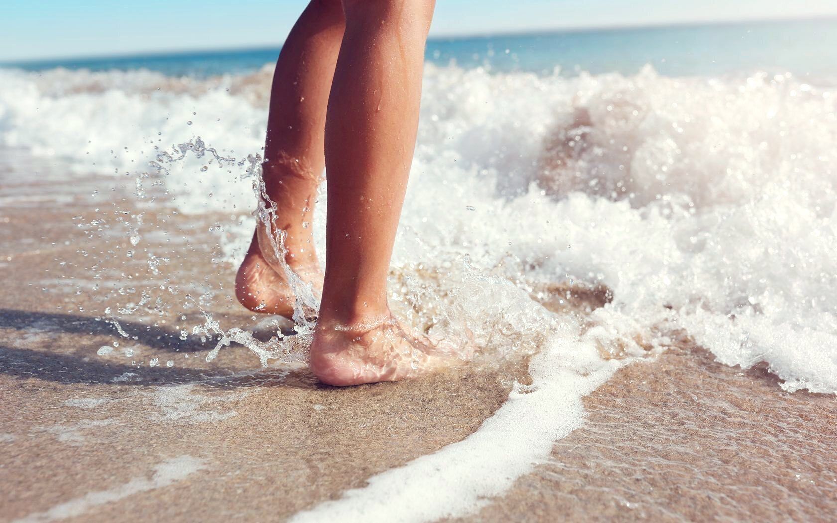 On the beach, beach towels