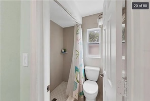 Eco-friendly toiletries, hair dryer, towels, soap