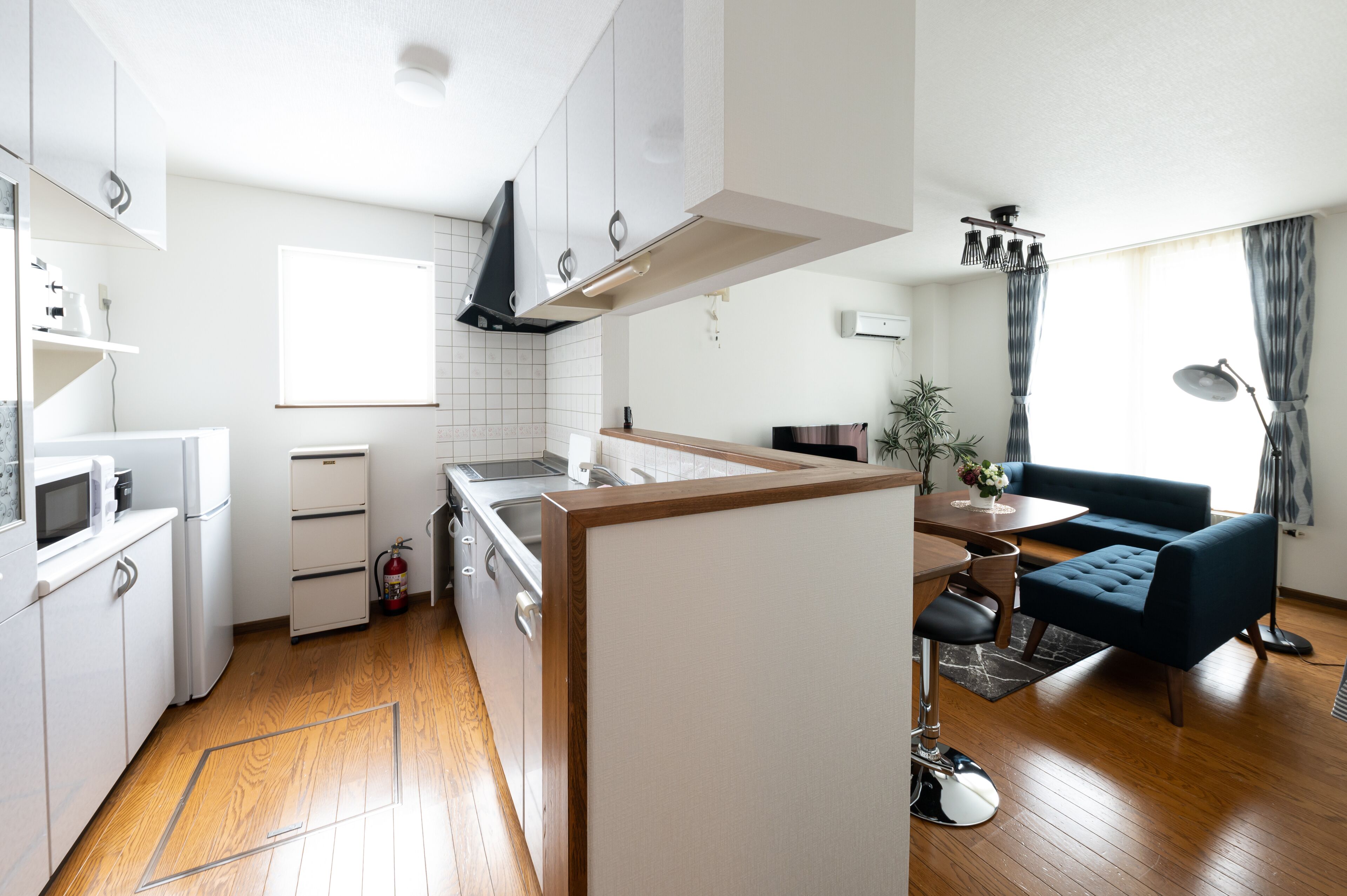 Superior Apartment | Private kitchen | Full-size fridge, microwave, stovetop, electric kettle