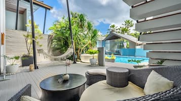 Biệt thự, 2 phòng ngủ, bồn tắm nước nóng, quang cảnh hồ bơi | Hiên