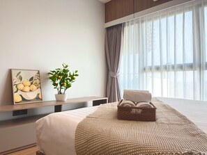 Family Condo, 3 Bedrooms, Balcony | Premium bedding, individually decorated, desk, blackout curtains - Astra Sky River Chiang Mai By Fang (Chiang Mai)