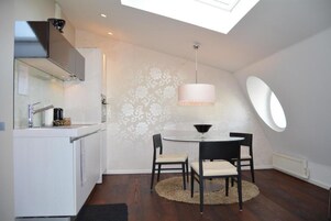 Superior Studio | Private kitchen | Full-size fridge, microwave, stovetop, electric kettle