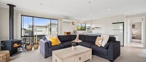 TV, fireplace, video games