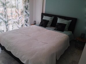 1 bedroom, iron/ironing board, bed sheets