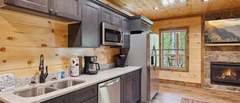 Fridge, microwave, dishwasher