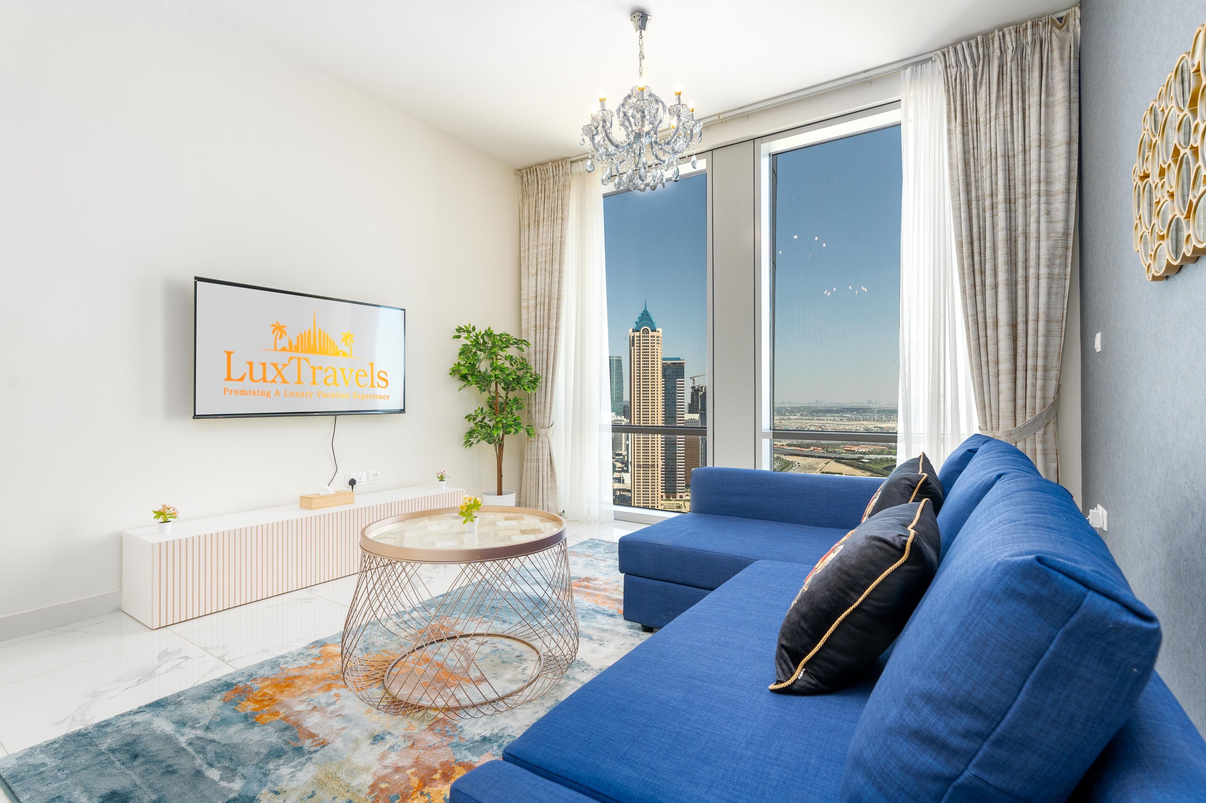 Panoramic Apartment | Living area | 60-inch Smart TV with digital channels, TV, Netflix