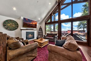 Smart TV, fireplace, foosball, stereo