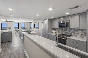 Fridge, microwave, oven, dishwasher
