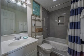 Hair dryer, towels, toilet paper