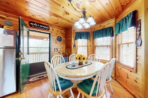 Dining - Quiet, dog-friendly cabin with fireplace, game room, mountain view & EV charger (Blairsville)