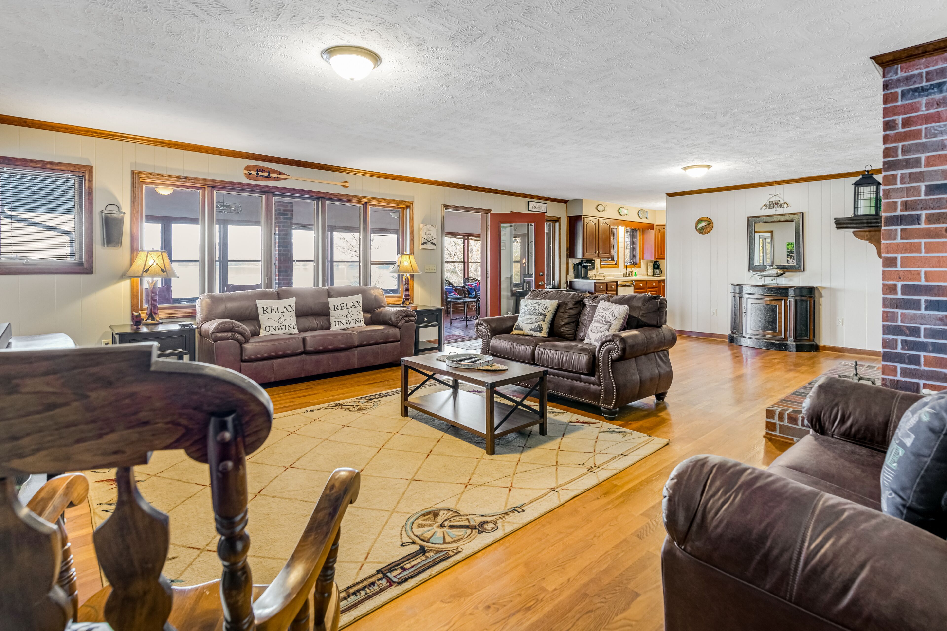 Spacious lakefront escape with hot tub, firepit, outdoor areas, & amazing views