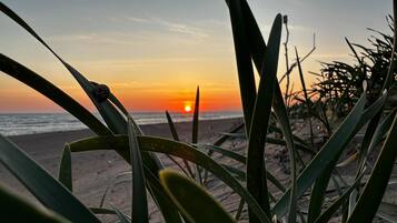 On the beach, beach towels