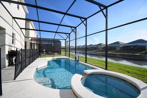 Outdoor pool, a heated pool - 🌟 New Luxury 12 BR 11.5 BA Villa / Pool & Spa / 10 Mins to Disney / Sleep 30 (Kissimmee)