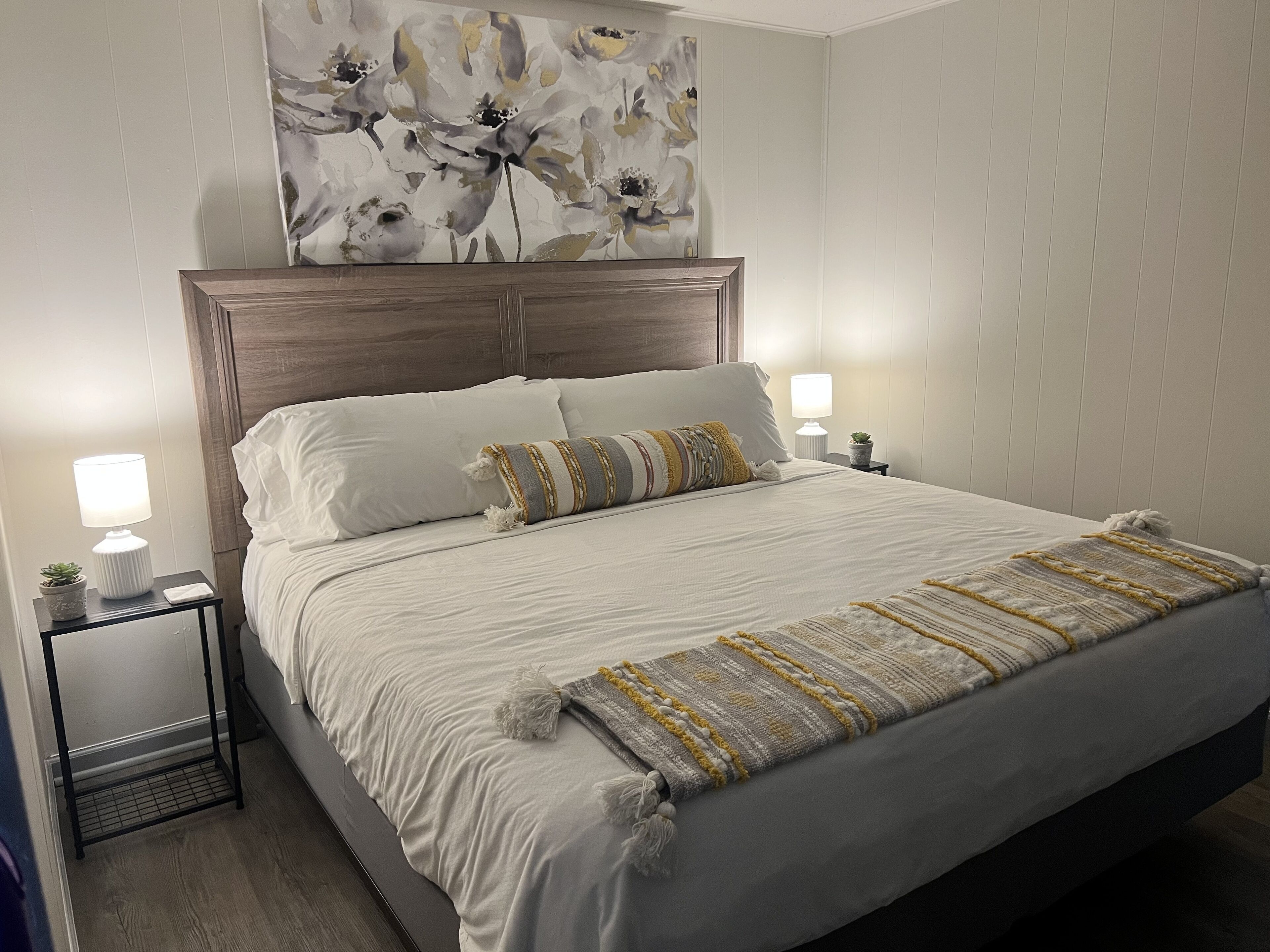 Pet friendly house with 3 king beds and fenced in back yard.