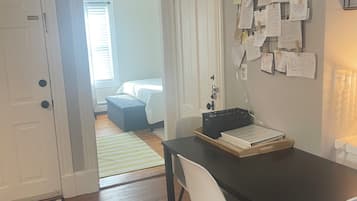 2 bedrooms, desk, iron/ironing board, travel crib