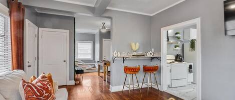 Smart TV, foosball, stereo