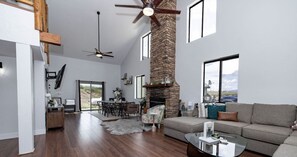 TV, fireplace, offices
